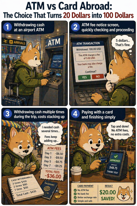 ATM vs Card Abroad: The Choice That Turns 20 Dollars into 100 Dollars